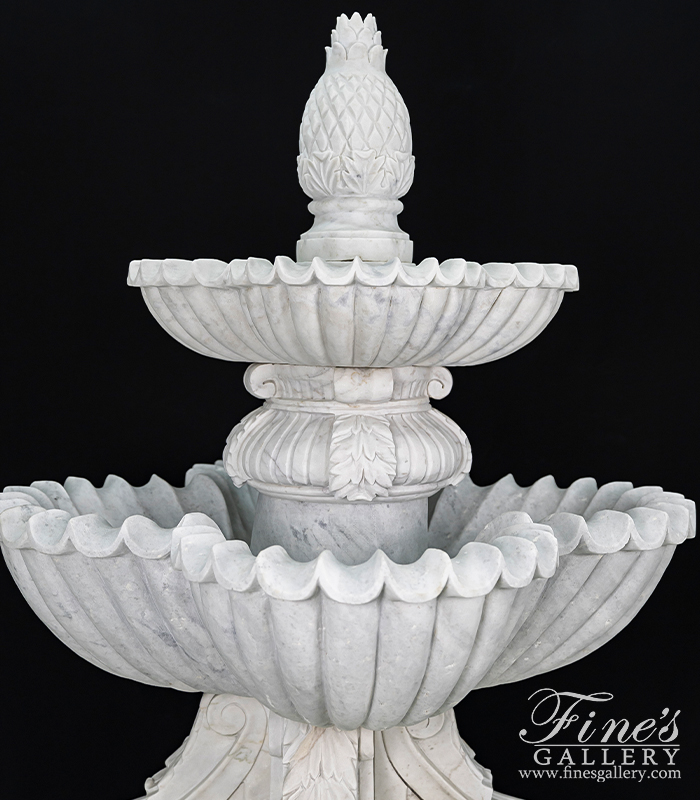 Marble Fountains  -  Luxurious Two Tiered White Marble Fountain - MF-1784